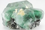 Large Green Fluorite Crystals over Schorl - Namibia #206196-2